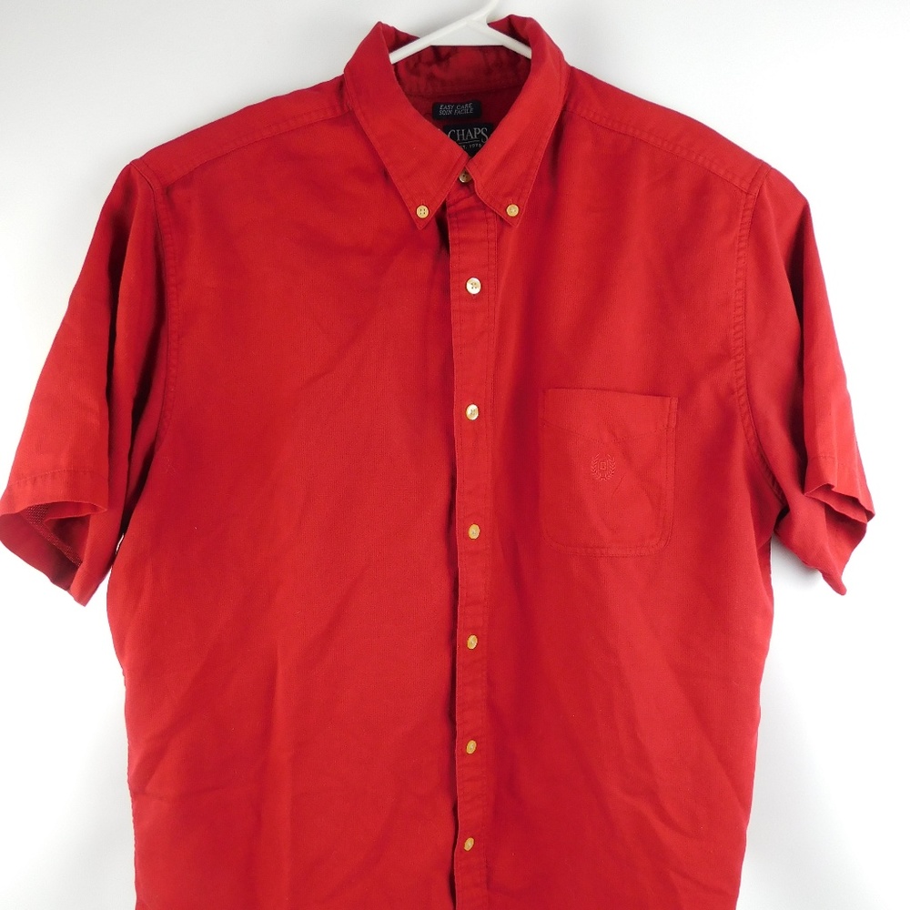 Chaps Red Easy Care Short Sleeve Dress Shirt XL